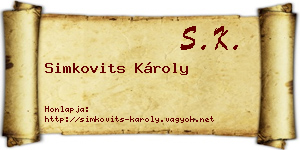 Simkovits Károly névjegykártya